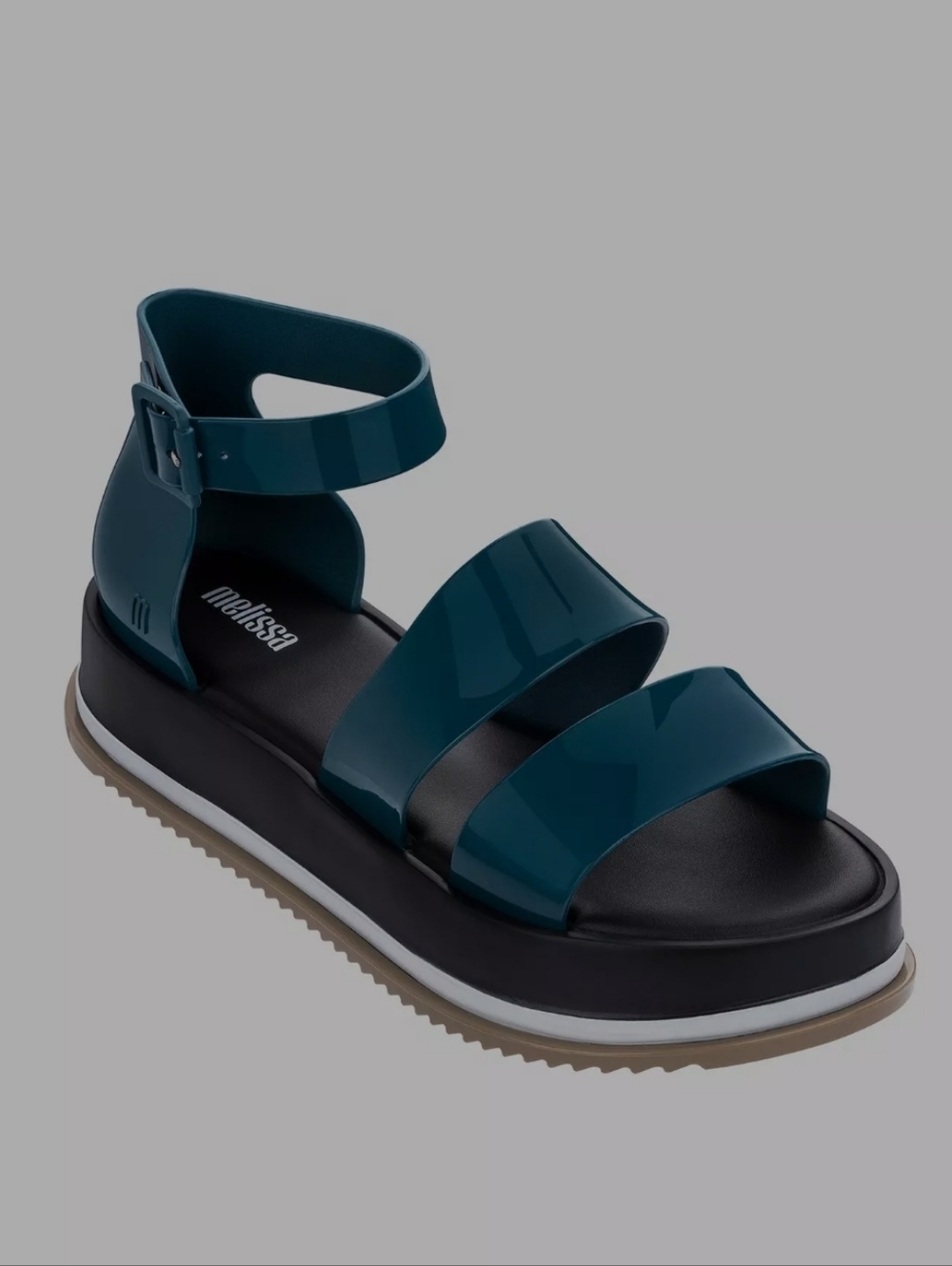 Melissa Platform Jelly Straps Sandals in Teal Blue,9